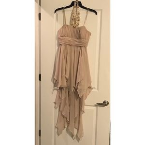 Arden B Chiffon hi low dress with jewels & pearls